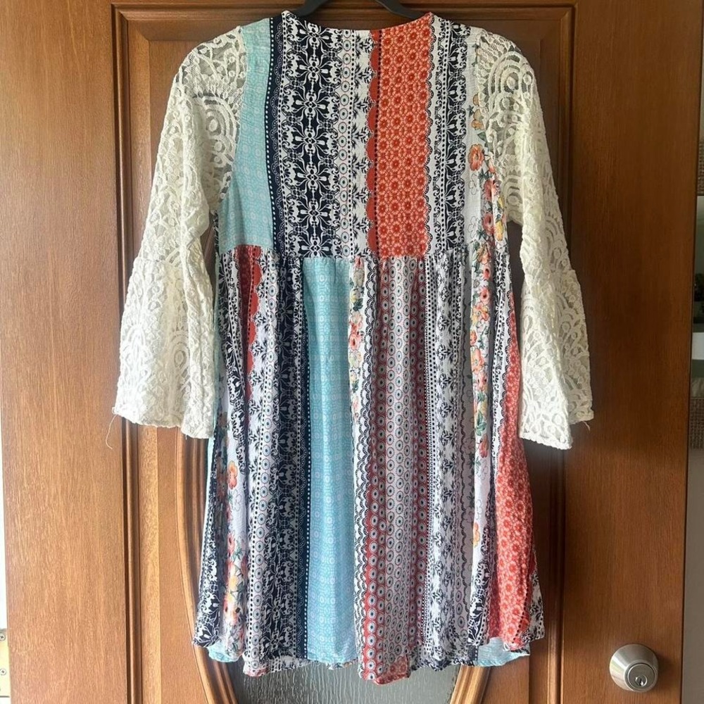 Kori America multi patchwork Lace top S lightweight women's - Picture 6 of 6